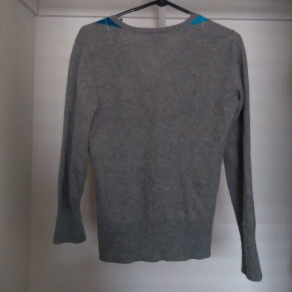 Vintage Apt 9 Heather Gray Argyle Print V-Neck Cashmere Sweater - Picture 3 of 4